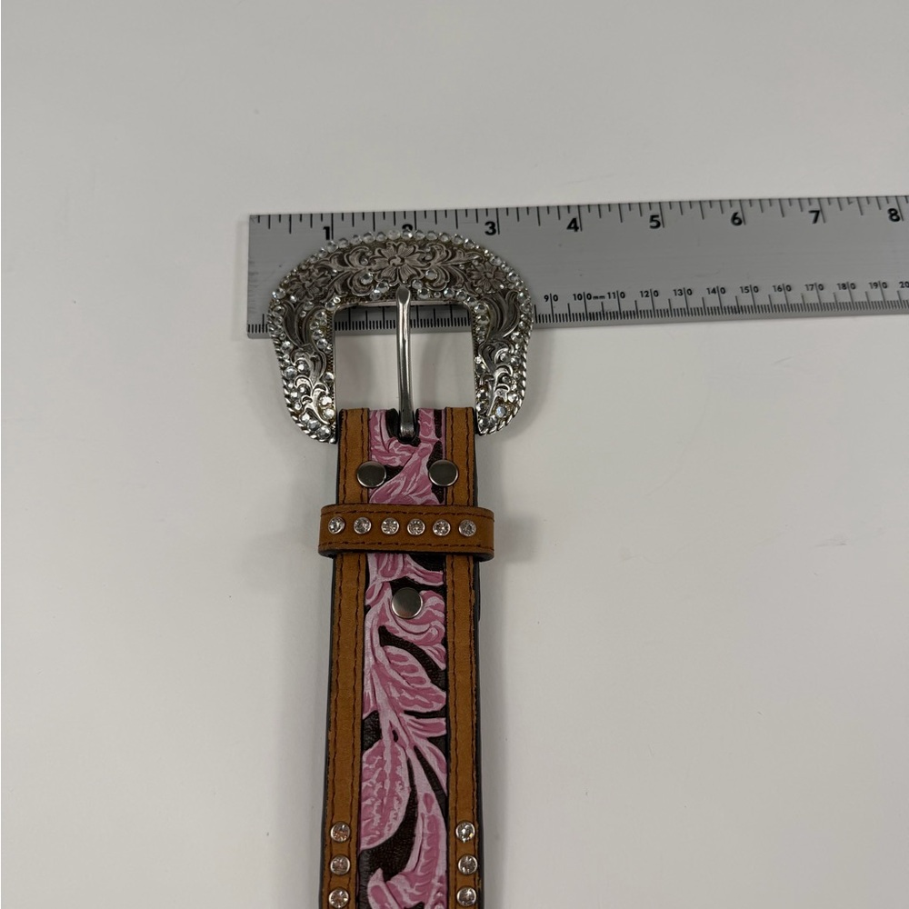 Elegant Cowgirl Pink Rhinestone Floral Belt with Silver Buckle ~ YEEHAW - Picture 11 of 11